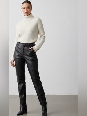 Vince Leather Pants Women’s Size 10 Black Genuine Lambskin